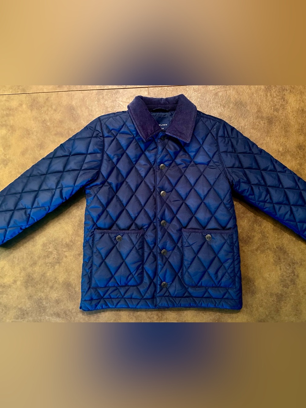 Barely worn- Boys Janie and Jack Quilted Navy Jacket with Corduroy Collar